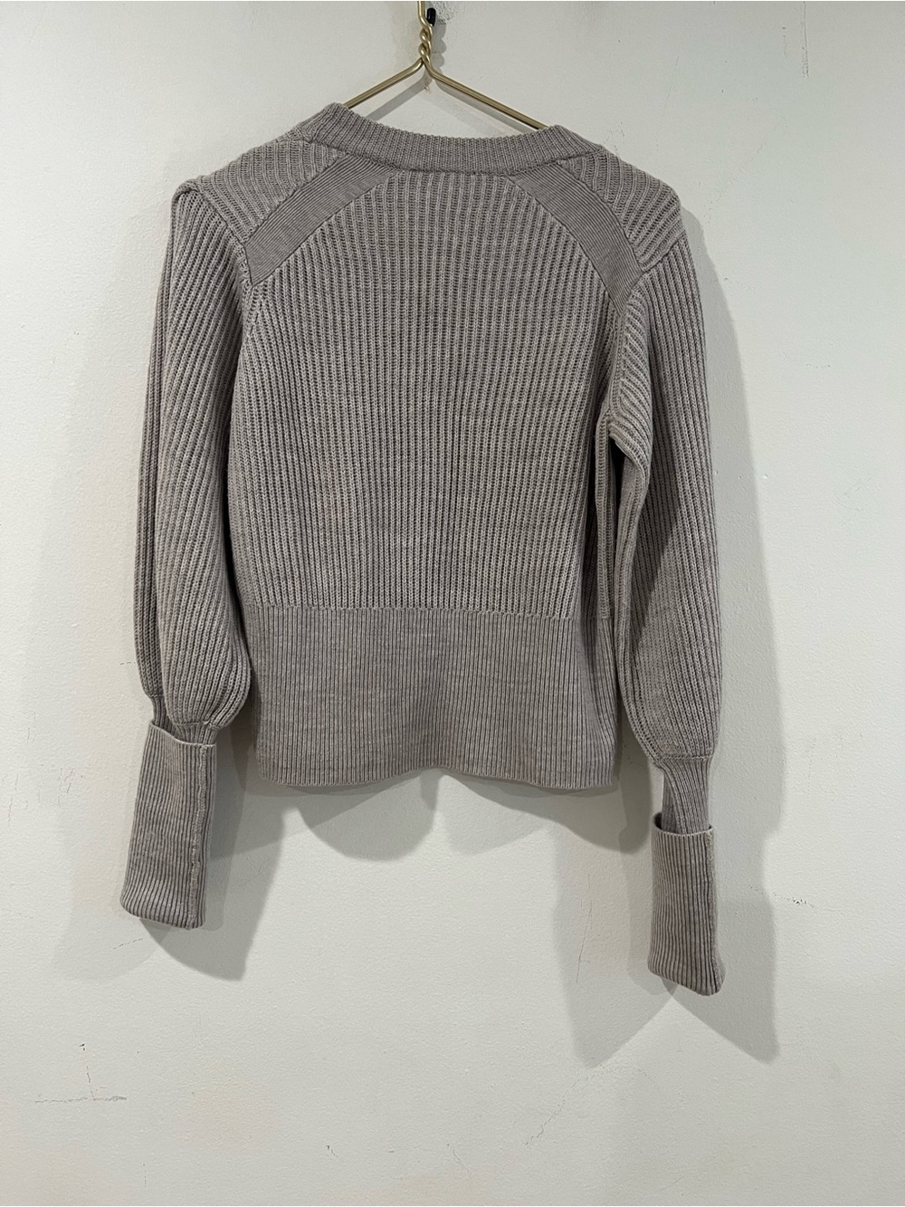 VERÓNICA BEARD Gray Ribbed Button-Accent Women's Sweater M - Picture 3 of 8